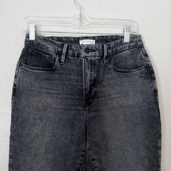 GOOD AMERICAN classic straight leg charcoal skinny Jeans mid-high rise NWOT - Picture 12 of 12
